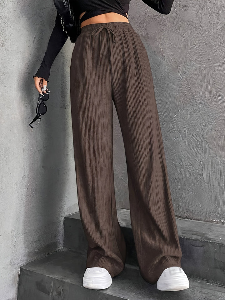 Damen Weit geschnittene Plissee-Hose mit elastischem Bund und praktischen Eingrifftaschen Drune