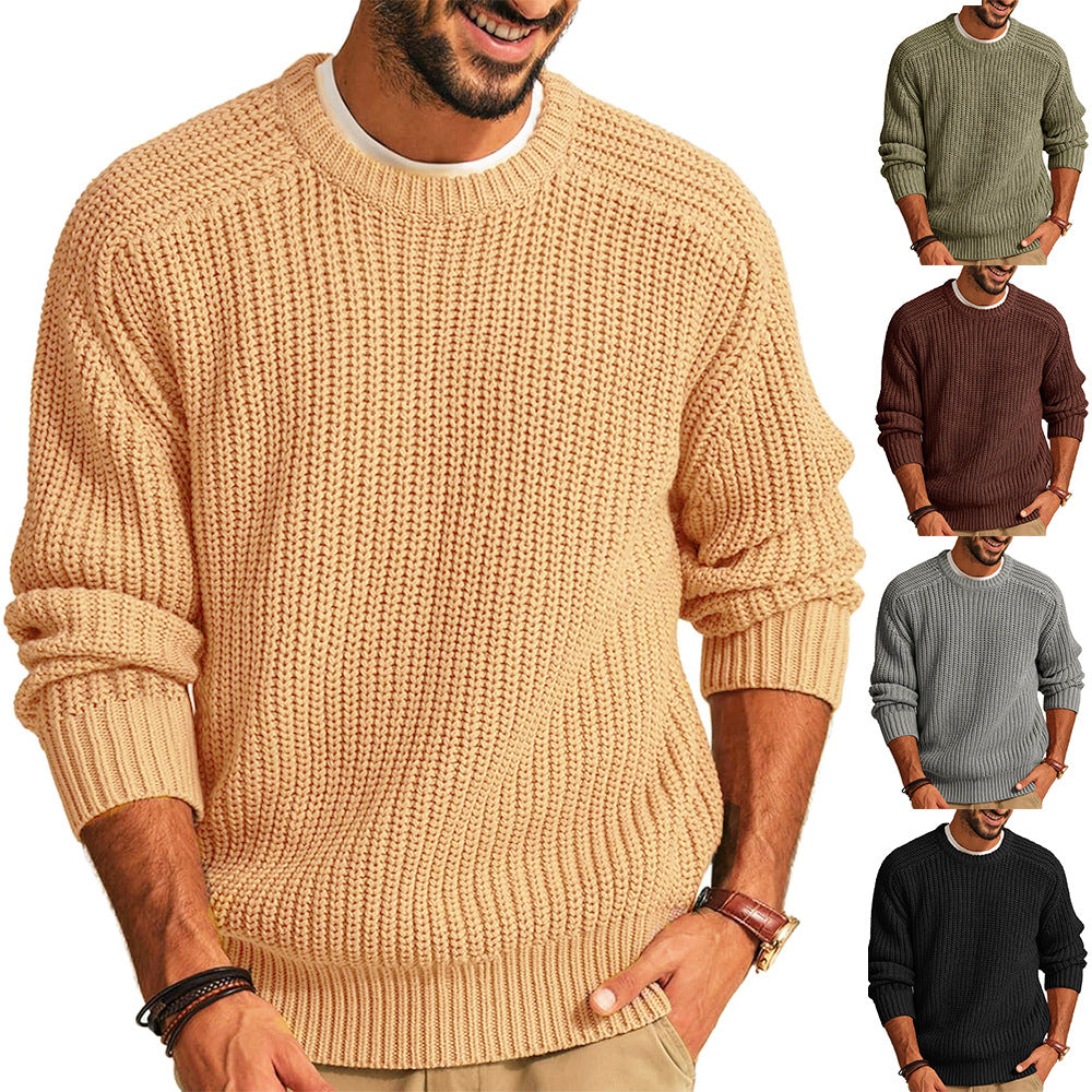 Herren lockerer Grobstrickpullover mit Raglanärmeln Drune