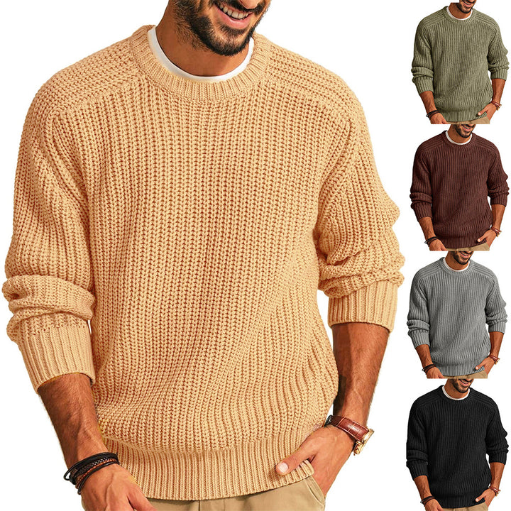 Herren lockerer Grobstrickpullover mit Raglanärmeln Drune