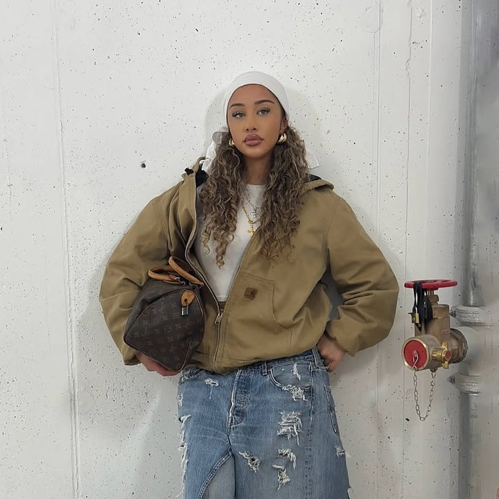 Damen lässige Übergangsjacke mit praktischen Taschen und hohem Kragen Drune