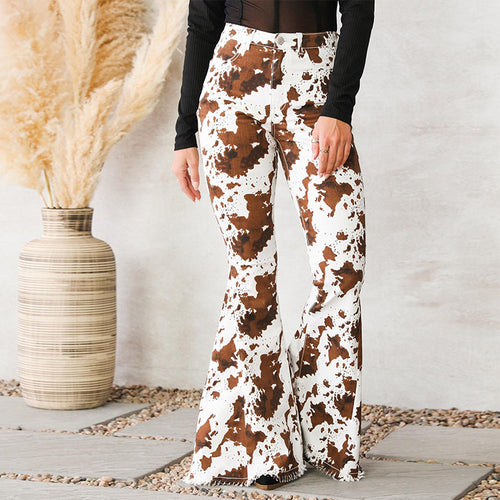 Damen Bootcut-Jeans im modernen Cowprint-Design Drune