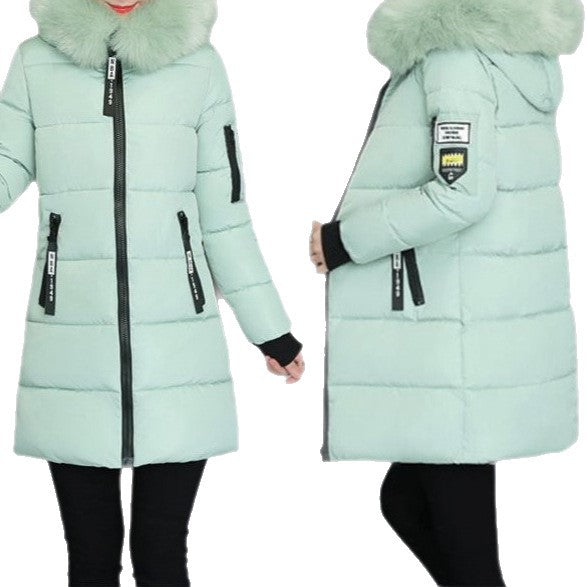 Damen Langärmeliges Steppjacke mit abnehmbarem Kunstfellkragen Drune