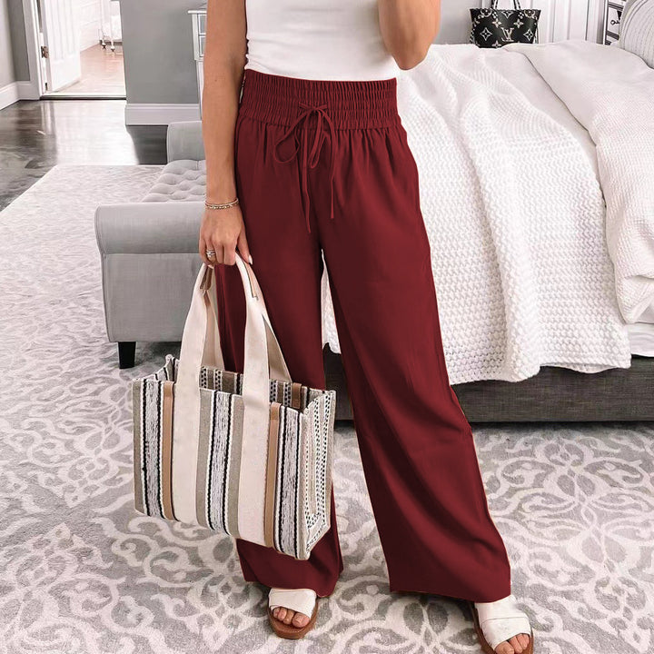 Damen weite Hochbundhose mit elastischem Taillenband und praktischen Taschen Drune
