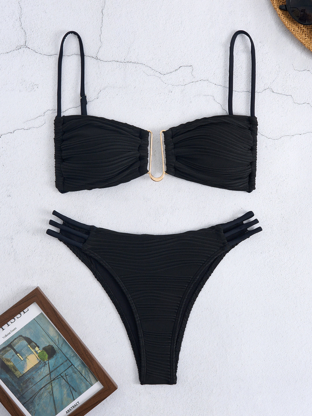 Damen Bandeau-Bikini mit modischem Rüschendesign Drune