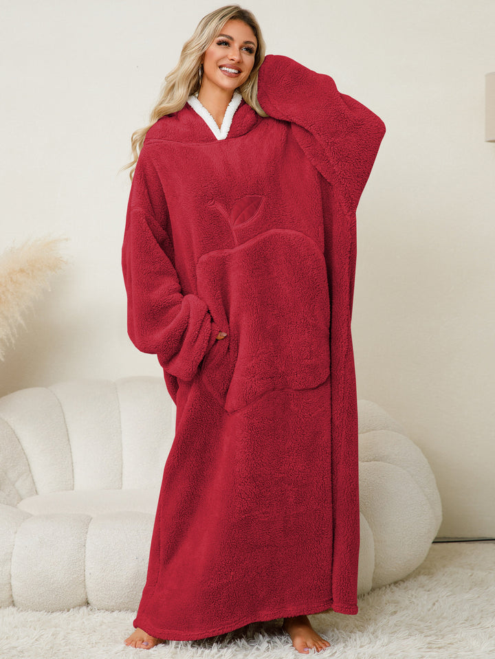 Damen Kuscheliger Hoodie-Decke mit großen Taschen und kontrastierendem Innenfutter Drune