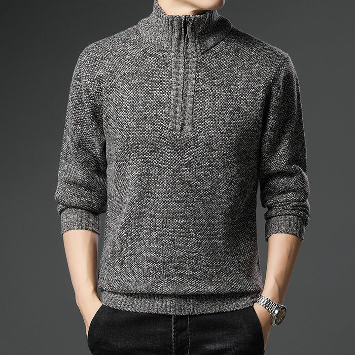 Herren modischer Pullover mit halb hochschließendem Reißverschluss und strukturiertem Design Drune