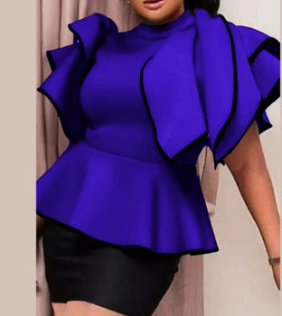 Damen Peplum-Top mit ausgefallenen Rüschen und asymmetrischem Schnitt Drune