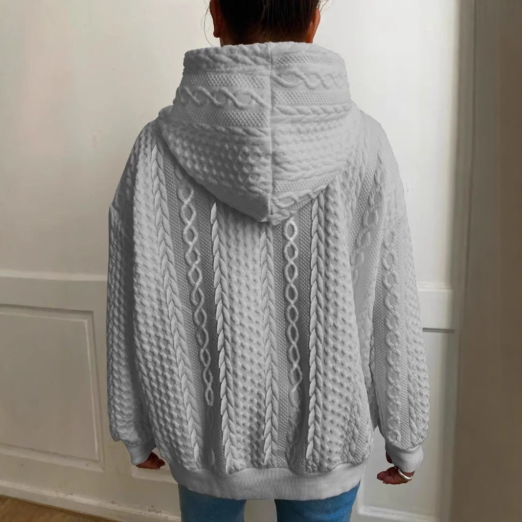 Damen gemütlicher Hoodie mit strukturiertem Strickdesign Drune