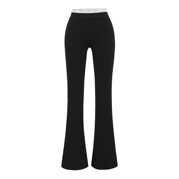 Damen Hochbundige Stretch-Jeans mit Spitzenverzierung Drune