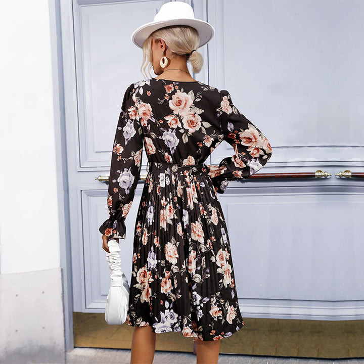 Damen Maxikleid mit floralem Design und eleganter Taillierung Drune