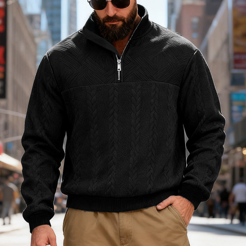 Herren Fleece-Pullover mit hohem Kragen und Reißverschluss Drune