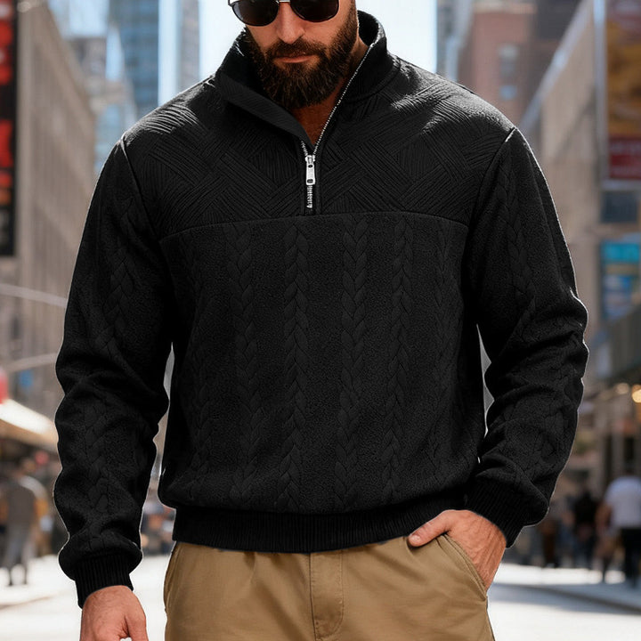 Herren Fleece-Pullover mit hohem Kragen und Reißverschluss Drune