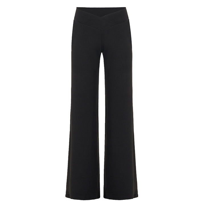 Damen nan weite Palazzo-Hose mit V-förmiger Bundnaht und elastischem Stretch-Jersey Drune