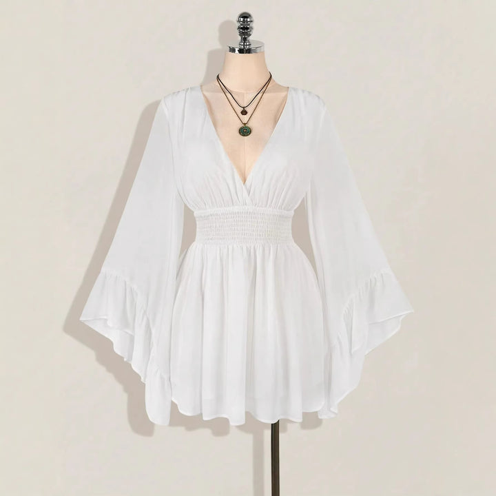 Damen elegantes Strandkleid mit voluminösen Ärmeln Drune