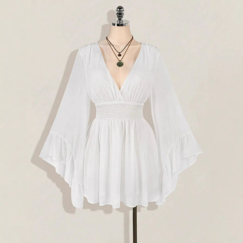 Damen elegantes Strandkleid mit voluminösen Ärmeln Drune