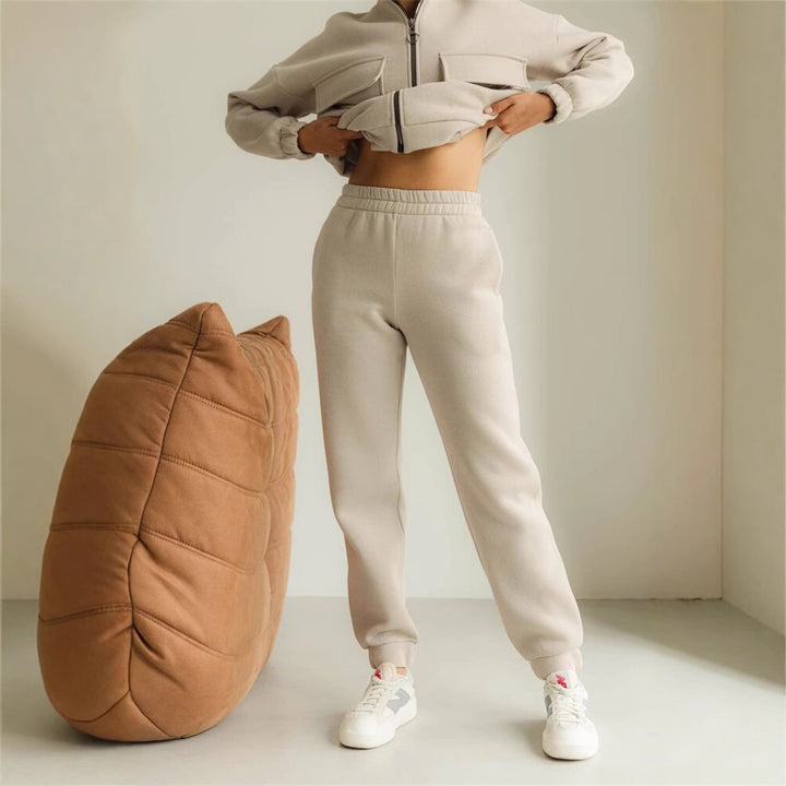 Damen bequeme Fleece-Jacke mit hohem Kragen und praktischen Taschen Drune