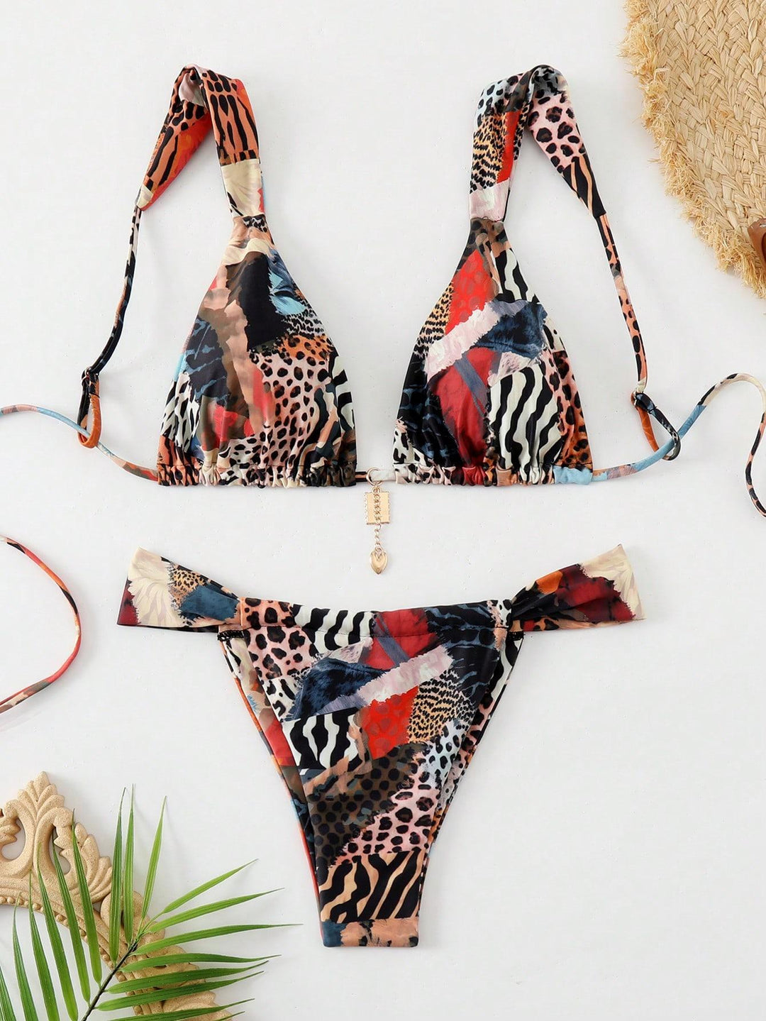 Damen Triangel-Bikini mit verspieltem Mustermix Drune