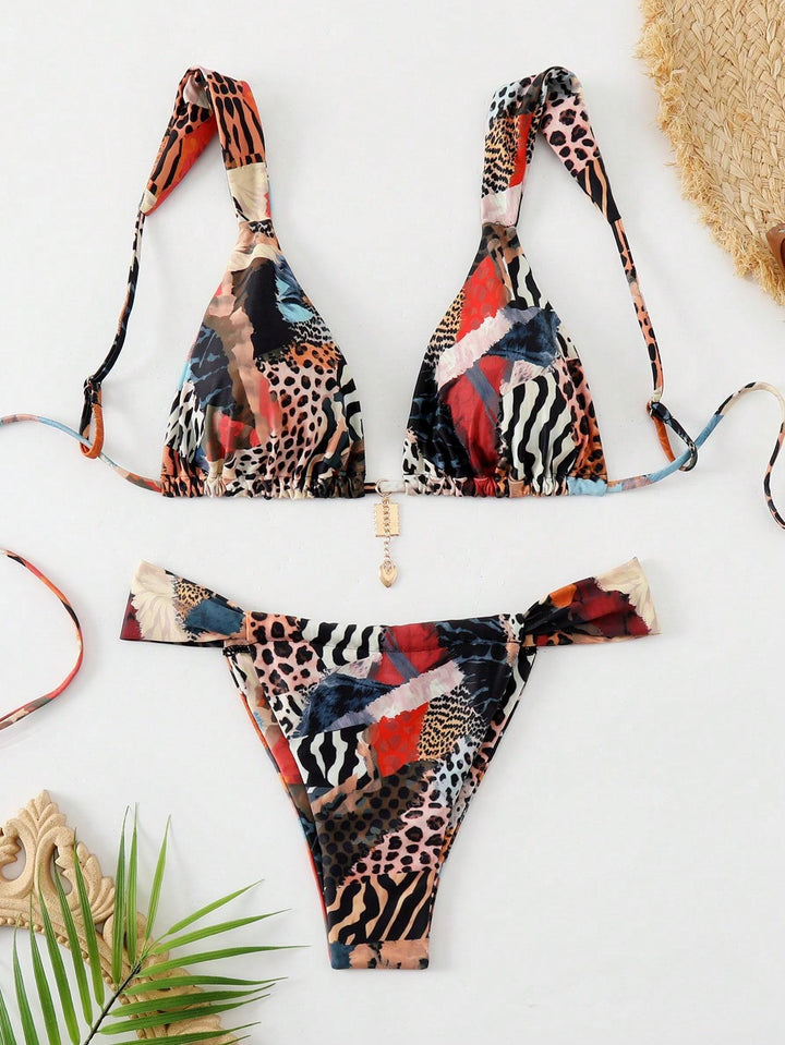 Damen Triangel-Bikini mit verspieltem Mustermix Drune