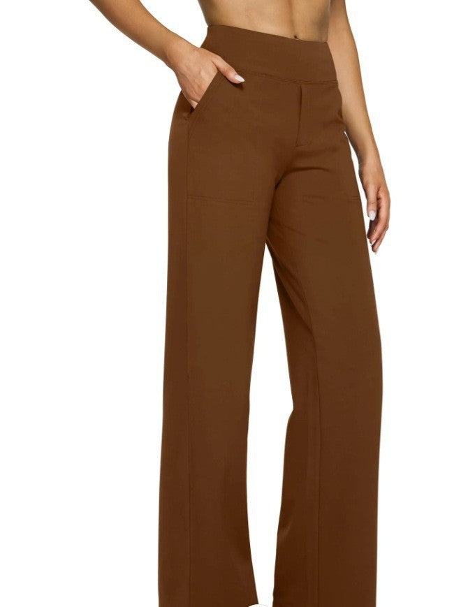 Damen nan weit geschnittene Palazzo-Hose mit hochgeschnittenem Komfortbund und Eingrifftaschen Drune