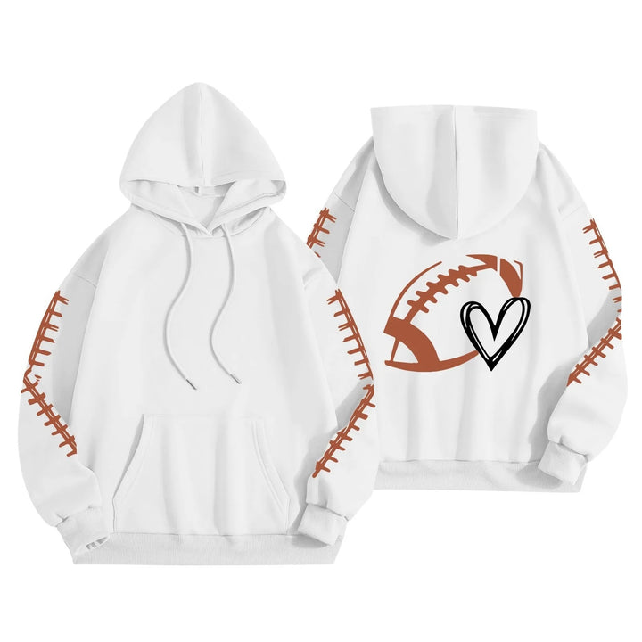 Damen Kapuzenpullover mit kreative Football-Motiv und lässigen Schnitt Drune