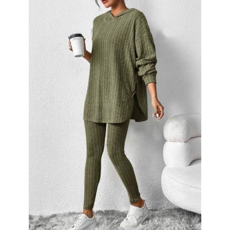 Damen Bequemes Lounge-Set mit Kapuze und schmalen Hosen Drune