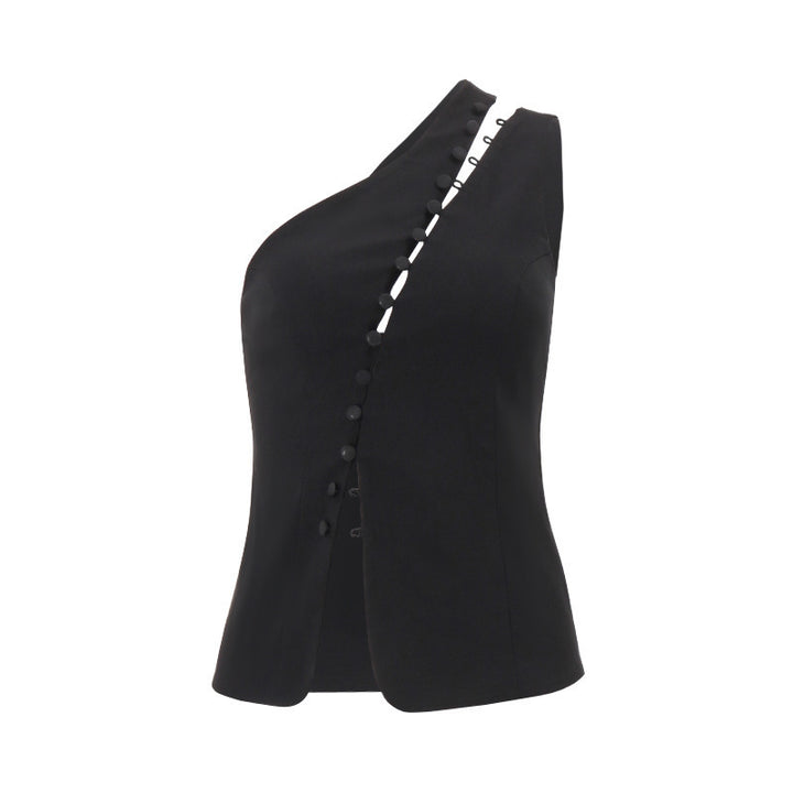 Damen Asymmetrisches Blusenshirt mit Knopfdetails Drune