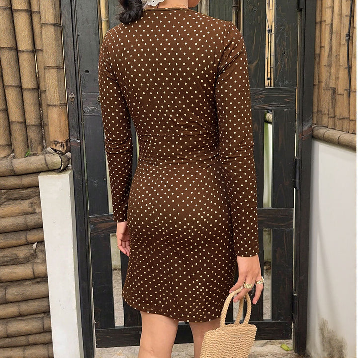 Damen Minikleid mit elegantem V-Ausschnitt und verspieltem Pünktchenmuster Drune