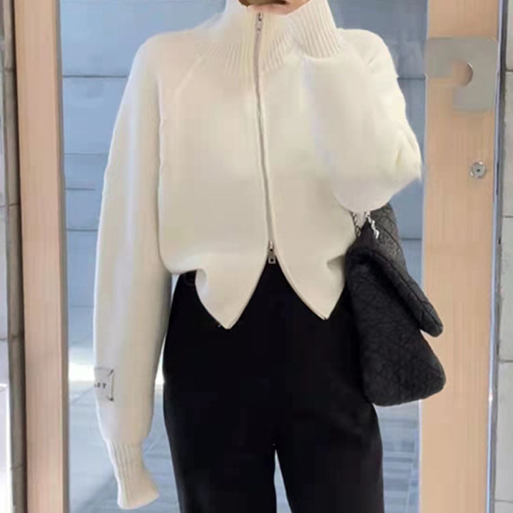 Damen Strickjacke mit hochwertigem Reißverschluss und Stehkragen Drune