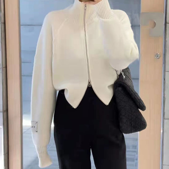 Damen Strickjacke mit hochwertigem Reißverschluss und Stehkragen Drune