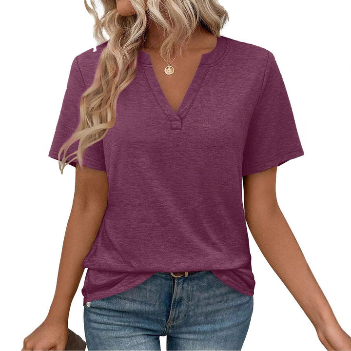 Damen zeitloses V-Ausschnitt T-Shirt mit lässigem Schnitt Drune