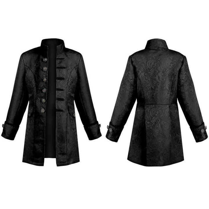 Damen nan taillierter Jacquard-Gehrock mit Stehkragen und dekorativer Knopfleiste Drune