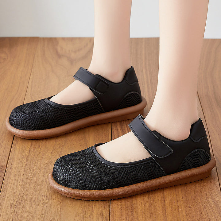 Damen nan atmungsaktive Mary-Jane Slipper mit Klettverschluss und ergonomischer Komfortsohle Drune