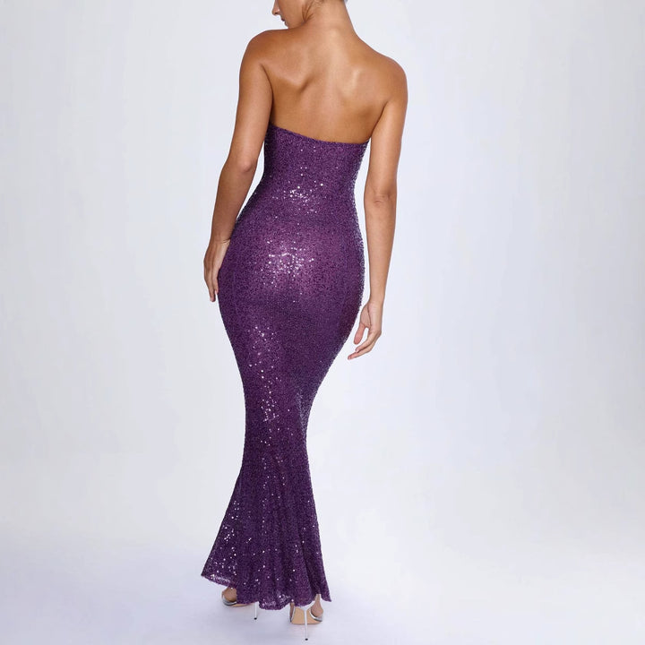 Damen Glamouröses Abendkleid mit figurbetontem Schnitt und schimmernden Pailletten Drune
