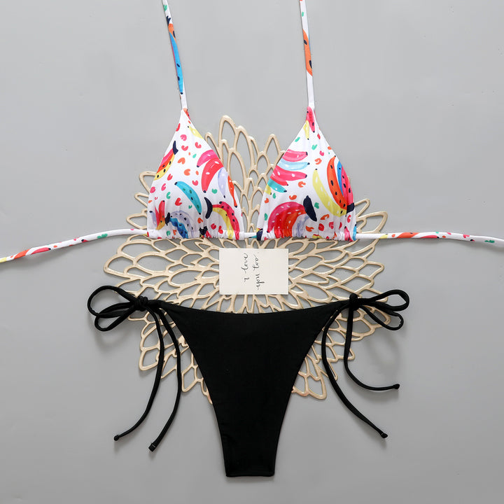 Damen Bikini-Set mit bunten Motiven und verstellbaren Seitenbändern Drune