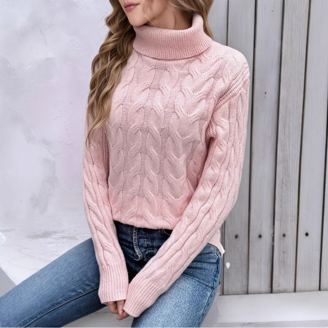 Damen Rollkragenpullover mit strukturiertem Zopfmuster Drune