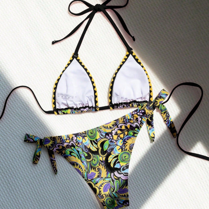 Damen Triangel-Bikini mit buntem Print und verstellbaren Trägern Drune
