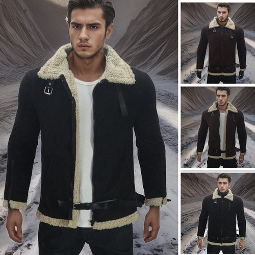 Herren Shearling-Lederjacke mit modernem Design und warmem Futter Drune
