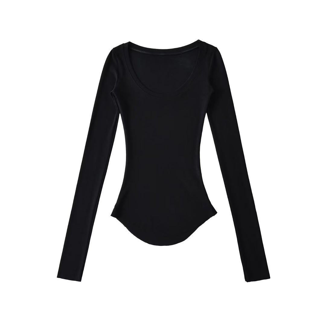 Damen Langarmshirt mit elegantem Rundhalsausschnitt und figurbetonendem Schnitt Drune