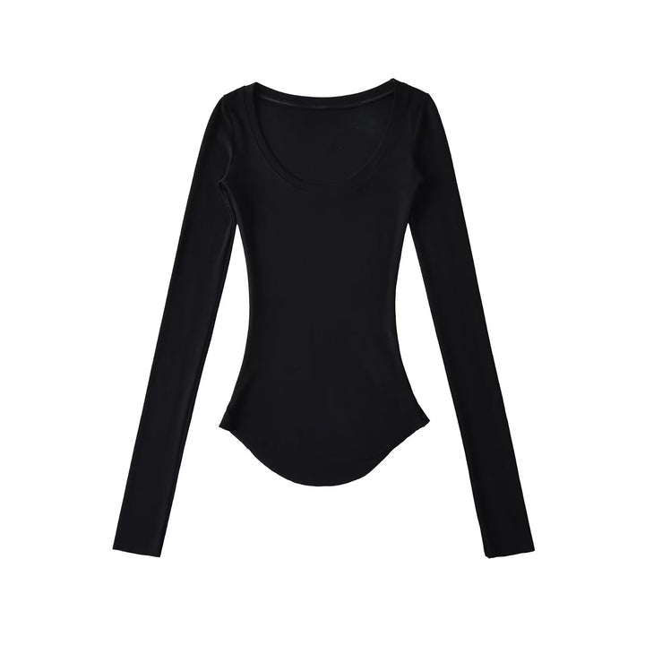 Damen Langarmshirt mit elegantem Rundhalsausschnitt und figurbetonendem Schnitt Drune