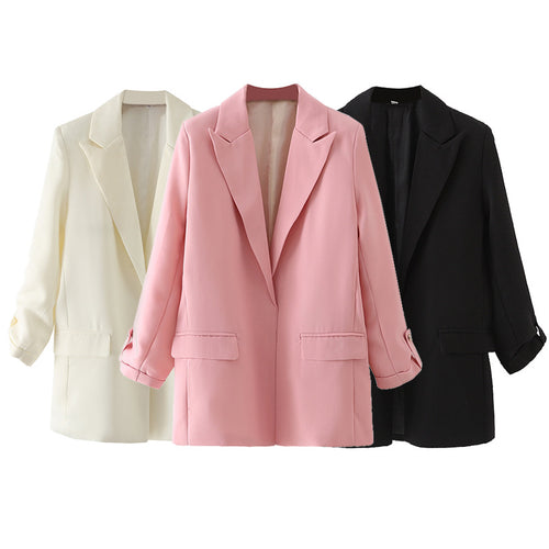 Damen elegante Blazerjacke mit modernem Schnitt und strukturiertem Gewebe Drune