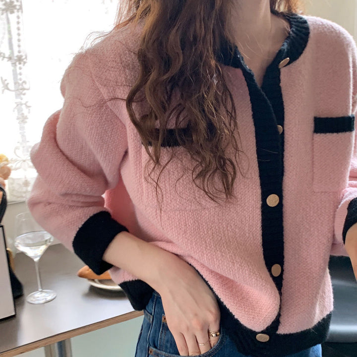 Damen Strickjacke mit hochwertigen Details und modischem Zwei-Farben-Design Drune