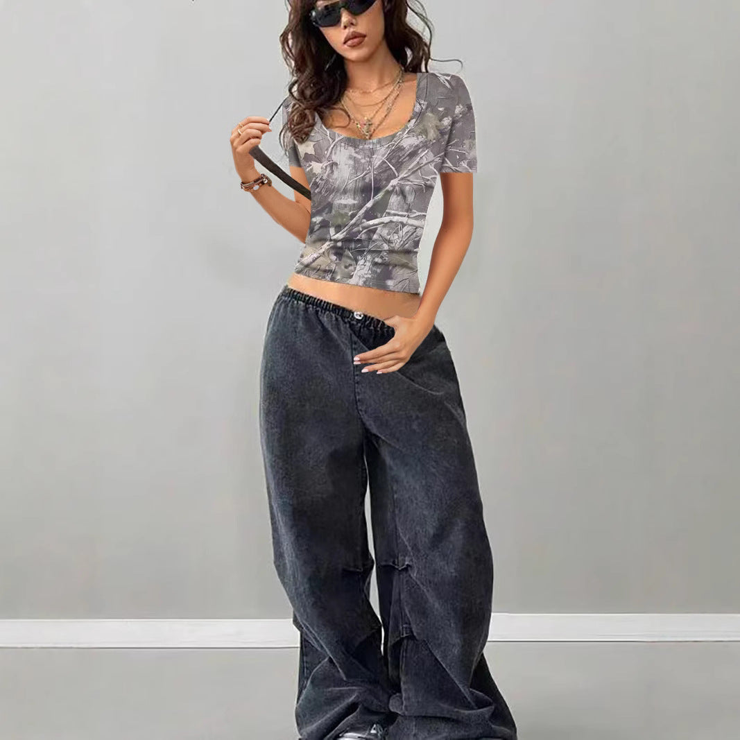 Damen Camouflage T-Shirt mit figurbetontem Schnitt Drune