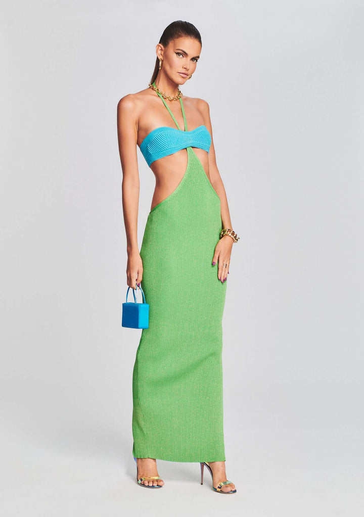 Damen Maxikleid mit kreativem Cut-Out-Design und schulterfreiem Oberteil Drune
