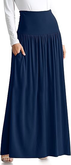 Damen Maxi-Rock mit elastischem Bund und Taschen Drune