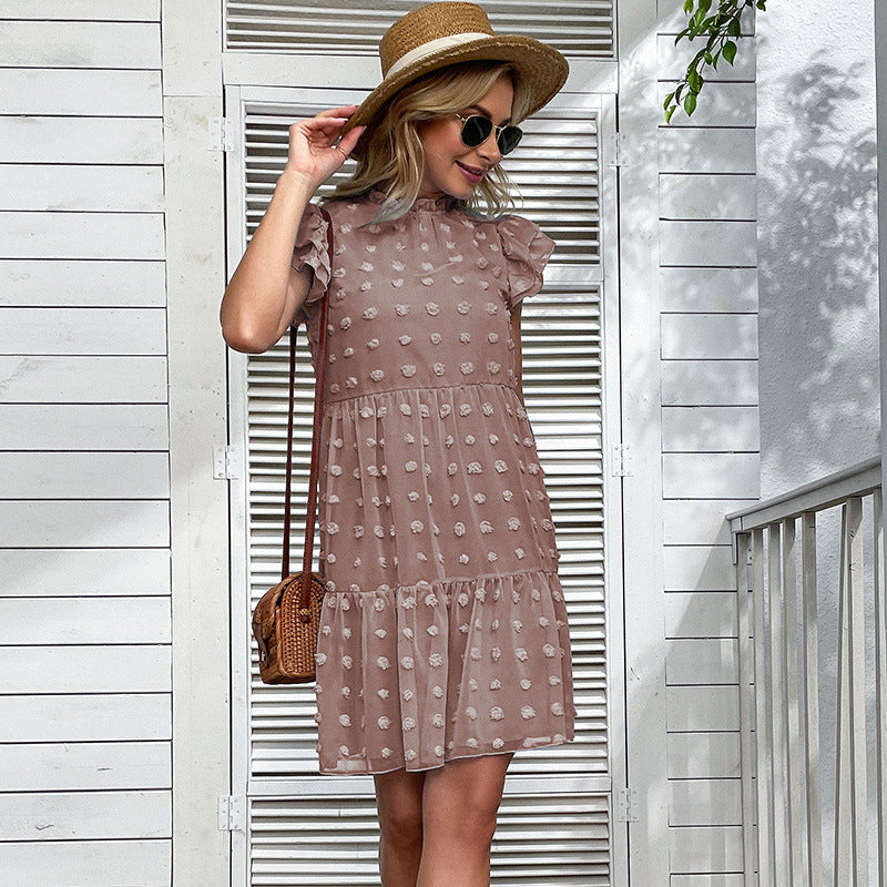 Damen luftiges Sommerkleid mit Rüschendetails und floralem Design Drune