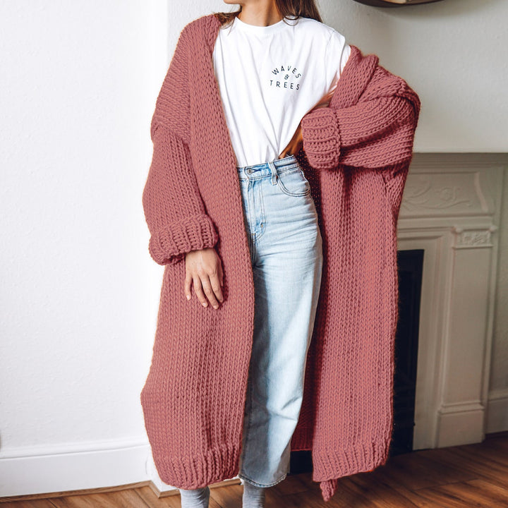 Damen Langärmeliger Grobstrick Cardigan Drune