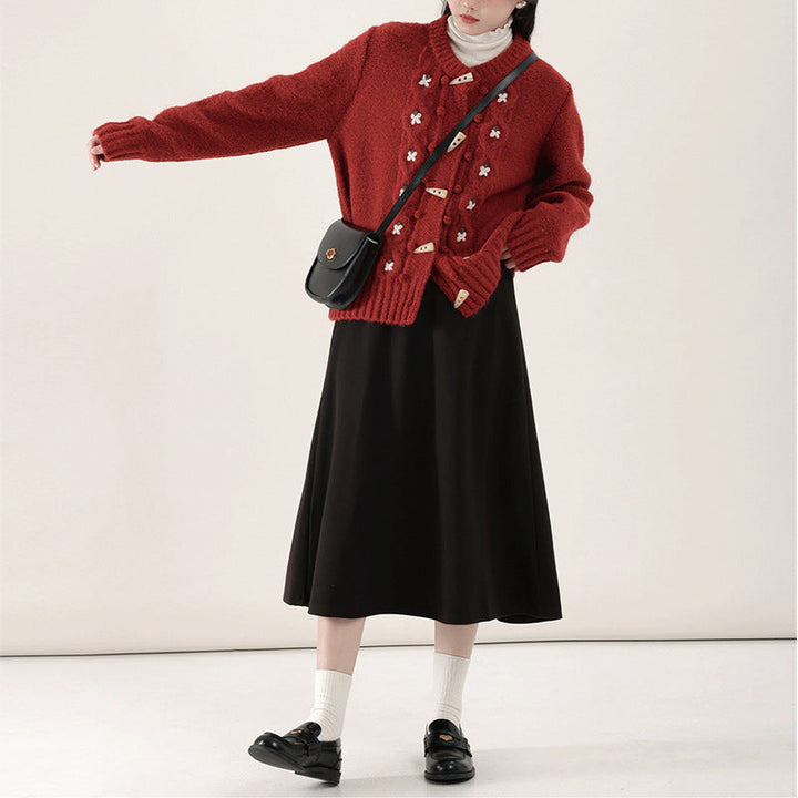 Drune | Strick Strickjacke mit Blumenmuster