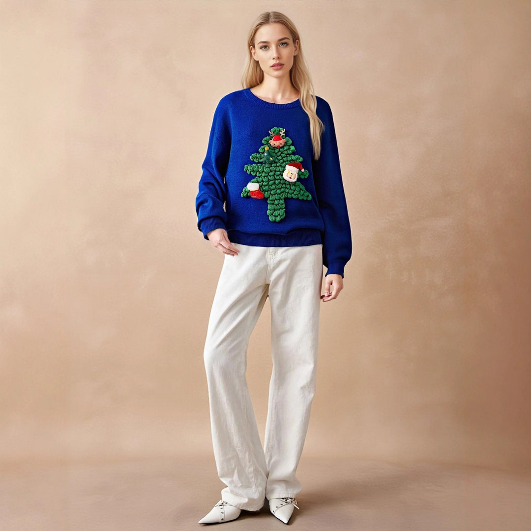 Damen Weihnachts-Pullover mit 3D-Tannenbaum-Design Drune