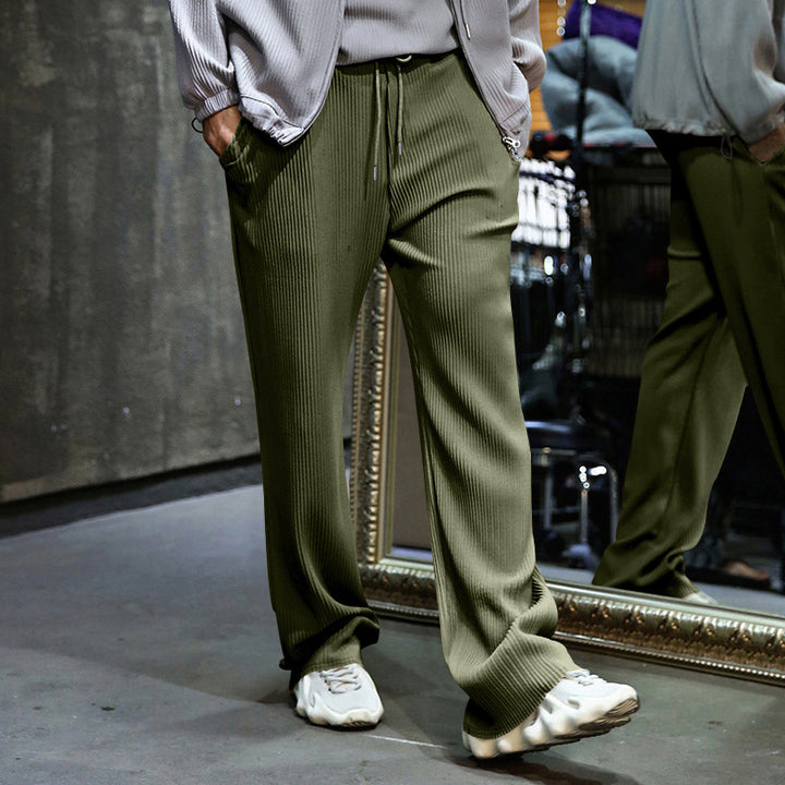 Herren nan locker geschnittene Plissee-Hose mit Tunnelzug und weitem Bein Drune