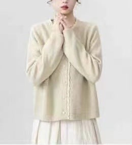 Damen feiner Strickcardigan mit dekorativem Knopfverschluss und sanften Rippstrukturen Drune